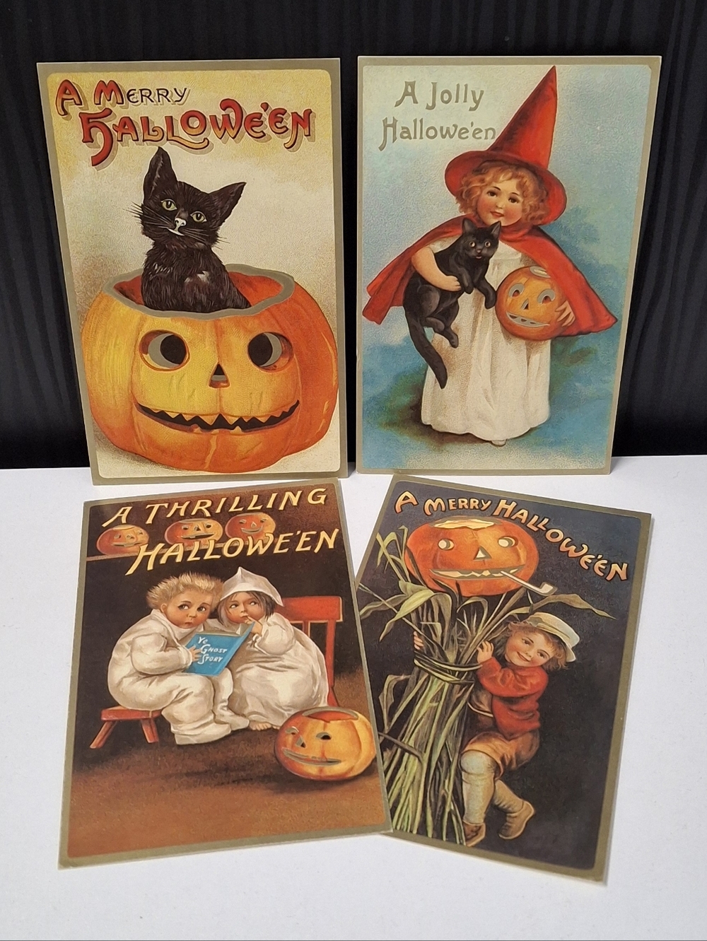 Set of 4 Vintage 1986 Ellen Clapsaddle Halloween Embossed Postcards